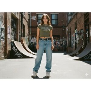 Low Rise Baggy Jeans A&F Light Wash Denim 27/4R baggy skater grunge Y2K